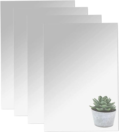 16"x 12"x 4Pcs Acrylic Mirror Sheet, Flexible Non Glass Full Length Full Body Mirror Tiles with Adhesive Tapes for Wall Bathroom Bedroom Door Home Decor