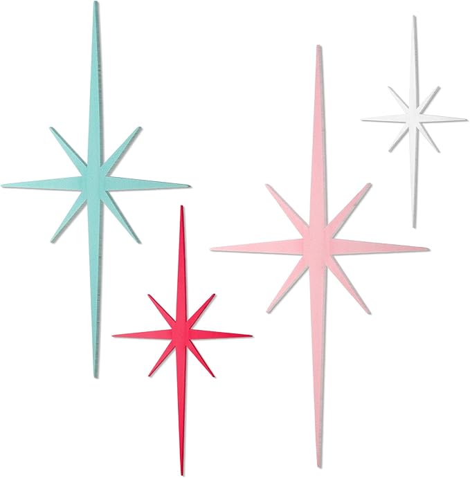Blulu 4 Pcs Cast Iron Starburst Shaped Wall Decor Metal Mid Century Modern Decor Retro Atomic Stars Wall Art Elegance Accents Vintage Celestial Whimsigoth Hangings for Home Office Room(Pastel)