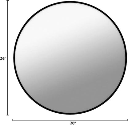 Itrue 36 Inch Black Round Mirror for Bathroom, HD Glass Circle Wall Mirror with Brushed Metal Anti-Rust Frame, Modern Decorative Mirror for Living Room, Bedroom, Entryway, Easy Install