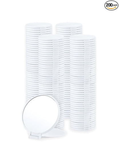 Qislee Compact Mirror Bulk, Round Makeup Mirror for Purse, Set of 200 (White)