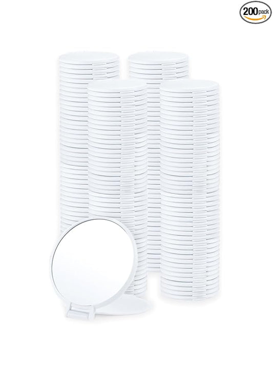 Qislee Compact Mirror Bulk, Round Makeup Mirror for Purse, Set of 200 (White)