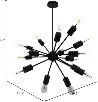 LIGHTDAMY Sputnik Chandeliers Black, Modern 12-Light Farmhouse Pendant Light Mid Century Lighting Vintage Industrial Ceiling Hanging for Living Dining Room, Bedroom, Kitchen Island, Foyer