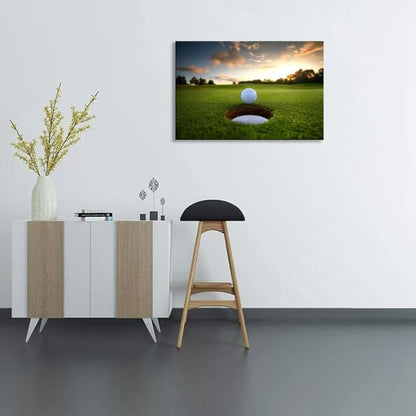 chenchenArt Golf Wall Art for Living Room Bedroom Home Decorations Golf Ball Picture Poster Canvas Prints Modern Artwork Framed Ready to Hang(18''H x 24''W)