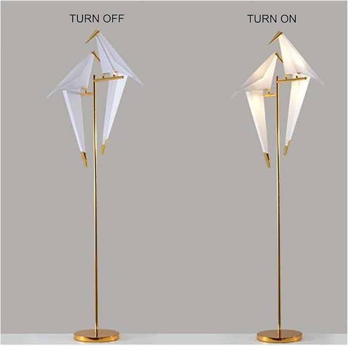 Bird Floor Lamp, 68" Bird Lamp Modern Gold Origami Swing Crane Floor Pendant Light Fixtures for Bedroom Dining Living Room