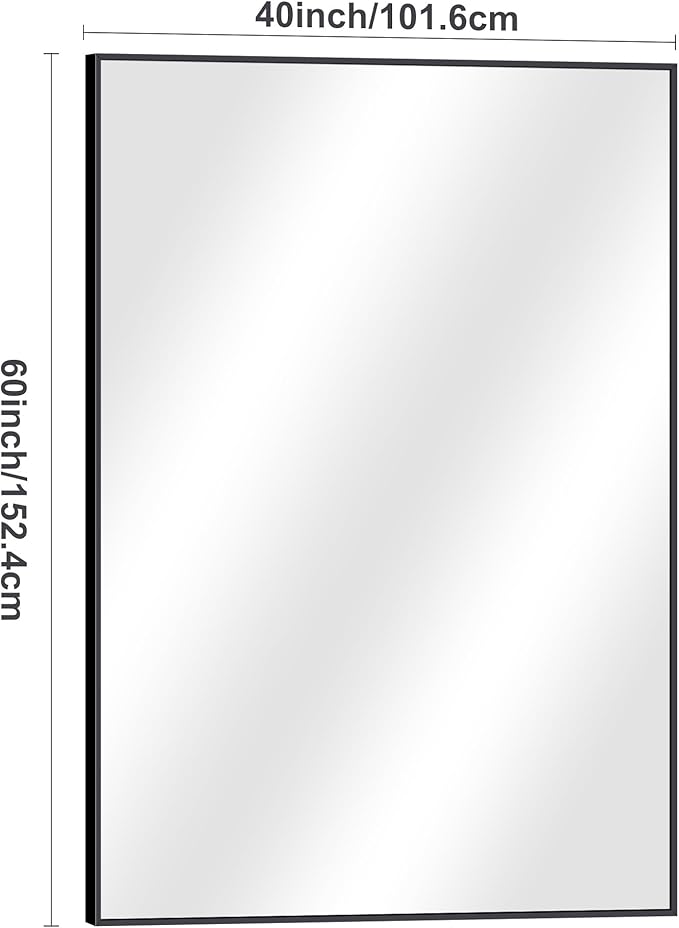 DESBING Black Bathroom Mirror for Wall, 60x40 Inch Rectangle Mirrors with Metal Frame, Modern Vanity Wall Mirror Decor for Entryway Hangs, Bathroom Living Room Horizontal or Vertical