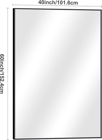 DESBING Black Bathroom Mirror for Wall, 60x40 Inch Rectangle Mirrors with Metal Frame, Modern Vanity Wall Mirror Decor for Entryway Hangs, Bathroom Living Room Horizontal or Vertical