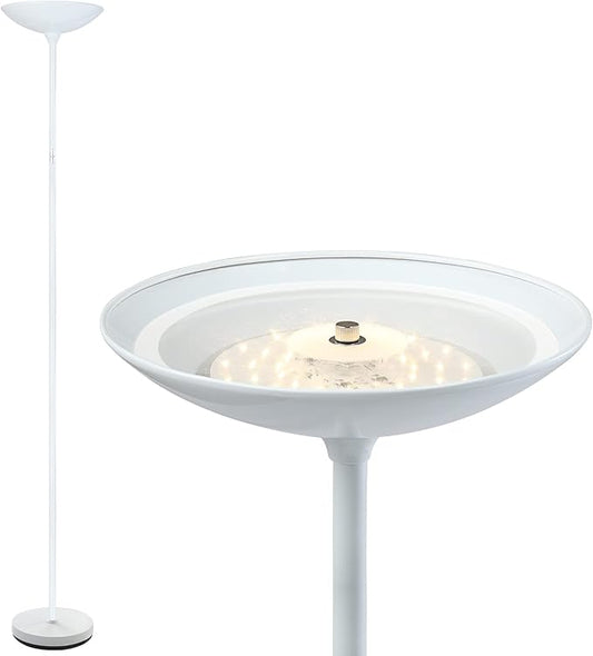 BoostArea Floor Lamp, 70.5‘’ Torchiere Standing Lamp, 20W 2000LM LED Halogen Floor Lamp,Stepless Dimmable, Touch Switch, Pole Sky Floor Lamps for Living Room, Standing Lamps for Bedroom, White