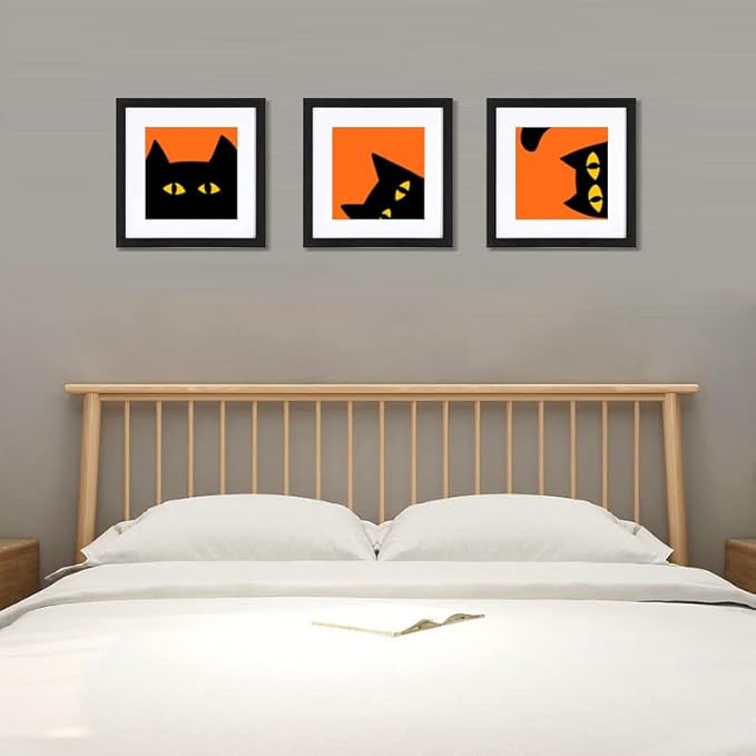 HEART ART 12x12 Black Picture Frame Set of 9, Display Pictures 8x8 with Mat or 12 x 12 without Mat, Multi Collage Gallery Square Photo Frames for Wall