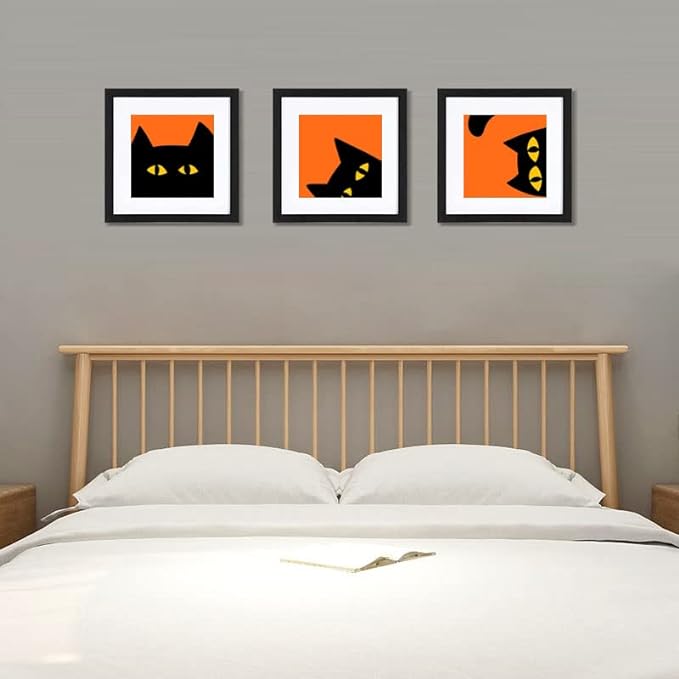 HEART ART 8x8 Black Picture Frame Set of 9,Display Pictures 4x4 with Mat or 8 x 8 without Mat,Multi Collage Gallery Square Photo Frames for Wall or Tabletop