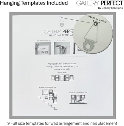 Gallery Perfect 12x12 Picture Frames, 9 Piece Set with Real Glass Cover for 8x8 Photos With Mat, Picture Frames Collage Wall Decor for Gallery Wall, Home Decor, White