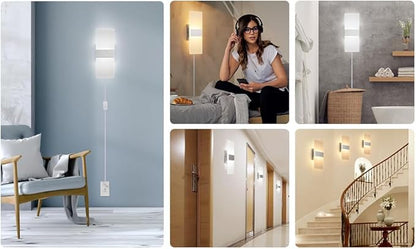 GOODATE Plug in Wall Sconces with Stepless Adjustable 3000K-6500K Colors and 10%-100% Brightness, Sconces Wall Lighting with Remote Control 12W Acrylic LED Wall Lamp with 6FT Plug in Cord, 1 Pack