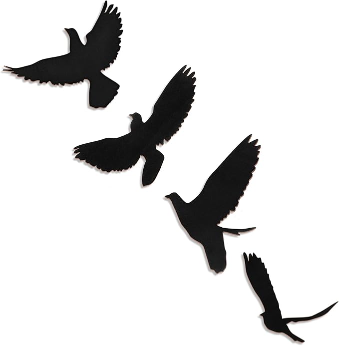 Blulu 4 Pieces Wooden Bird Wall Decor Flying Bird Sculptures Wall Art Decor Silhouette Art Wooden sign for Home Living Room Bedroom Kitchen Hanging Decoration, 4 Size