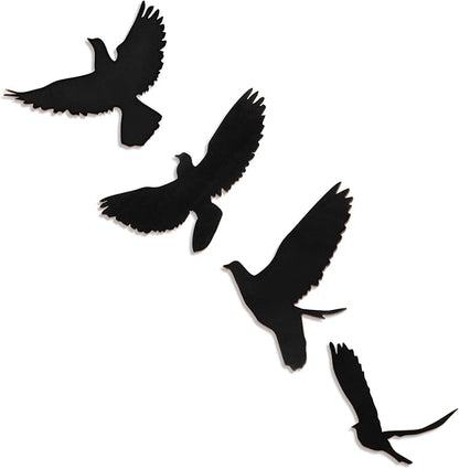Blulu 4 Pieces Wooden Bird Wall Decor Flying Bird Sculptures Wall Art Decor Silhouette Art Wooden sign for Home Living Room Bedroom Kitchen Hanging Decoration, 4 Size