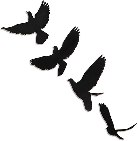 Blulu 4 Pieces Wooden Bird Wall Decor Flying Bird Sculptures Wall Art Decor Silhouette Art Wooden sign for Home Living Room Bedroom Kitchen Hanging Decoration, 4 Size