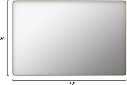 LOAAO 48”X30” Gold Bathroom Mirror, Rounded Rectangle Gold Frame Mirror, Brushed Gold Bathroom Vanity Mirror Wall-Mounted, Anti-Rust, Tempered Glass, Hangs Horizontally or Vertically