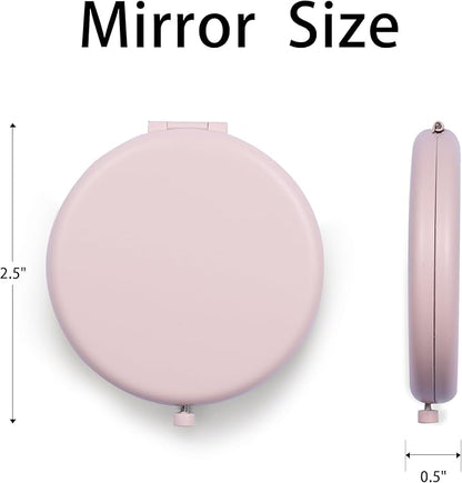 Compact Mirror for Purse, Metal Round Shell, Double-Sided 1X/12X Magnifying, Portable Travel Small Makeup Mirror, Mini Pocket Mirror, Light Salmon, 24 Pack
