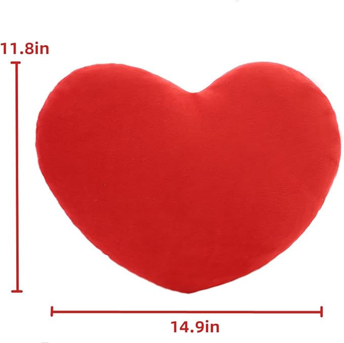 S_SSOY Plush Pillow Heart Shape Cushion Fluffy Throw Pillows Decorative Back Cushions for Valentine's Day (Red)