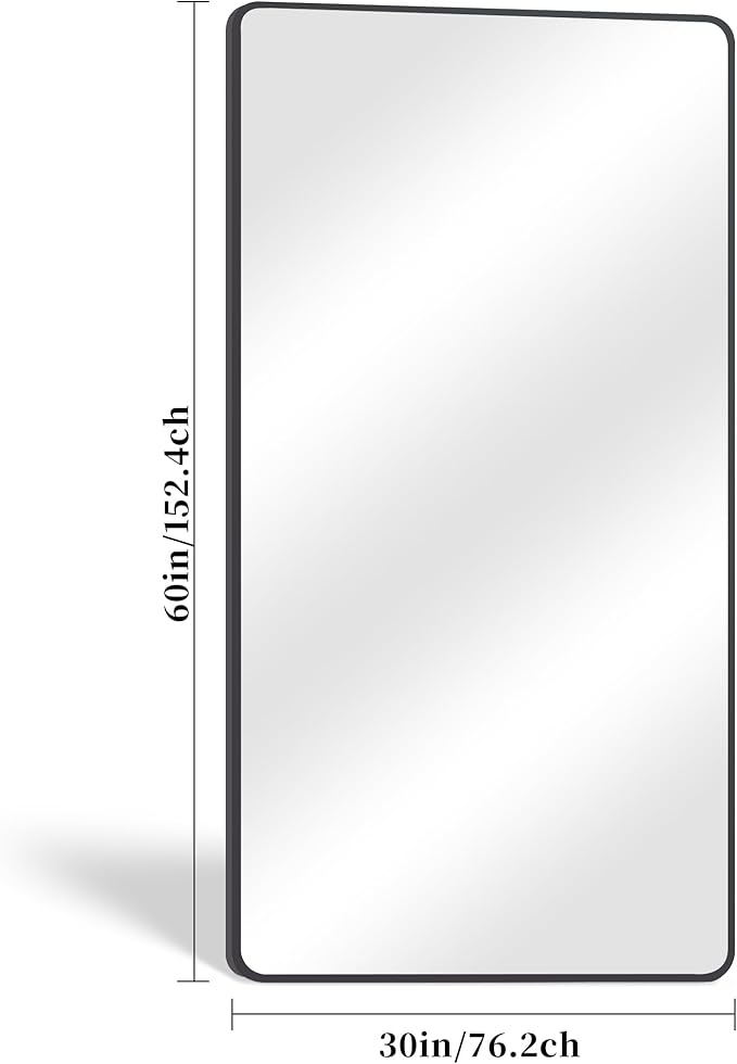DESBING 30" x 60"Bathroom Mirror, Matte Black Wall Mirror with Metal Frame, Decorative Rectangular Vanity Mirror for Bedroom Bathroom Living Room Entryway (Horizontal)