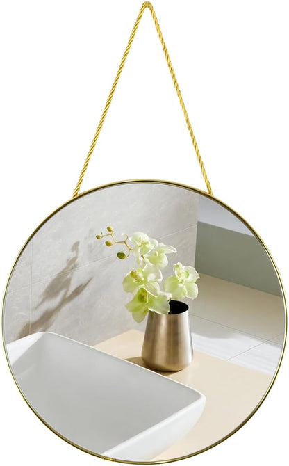 Round Wall Mirror Door Mirror PVC Plastic Frame (Gold, 11.8 inch)
