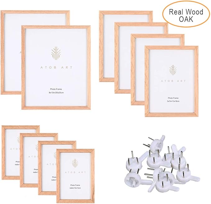 ATOBART 10 Pcs Solid Wood Picture Frame for Tabletop Display Wall Mount Wood Photo Frame 2 Pcs 8x10,4 Pcs 5x7,4 Pcs 4x6 for Living Room Bedroom Decor