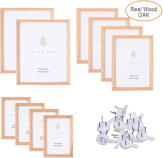 ATOBART 10 Pcs Solid Wood Picture Frame for Tabletop Display Wall Mount Wood Photo Frame 2 Pcs 8x10,4 Pcs 5x7,4 Pcs 4x6 for Living Room Bedroom Decor