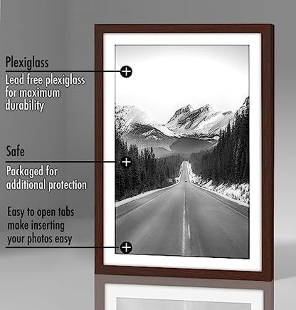 Americanflat 13x19 Picture Frame with Polished Plexiglass - Set of 5 - Use as 11x17 Frame with Mat or Display 13x19 Photo Without Mat - Galleria Collection - Picture Frames for Wall Display - Mahogany