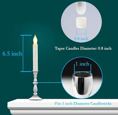 Homemory LED Batteries Operated Taper Candles with Remote, Flickering Light Flameless Taper Window Candle, Set of 12 Warm Yellow Fake Candles for Halloween, Church, Party