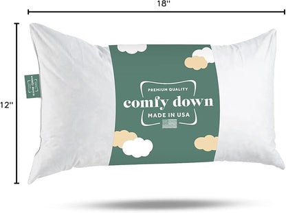 ComfyDown Decorative Throw Pillow Insert, Down and Feather Fill, 100% Cotton Cover, 233 Thread Count - Made in USA (14 X 30)