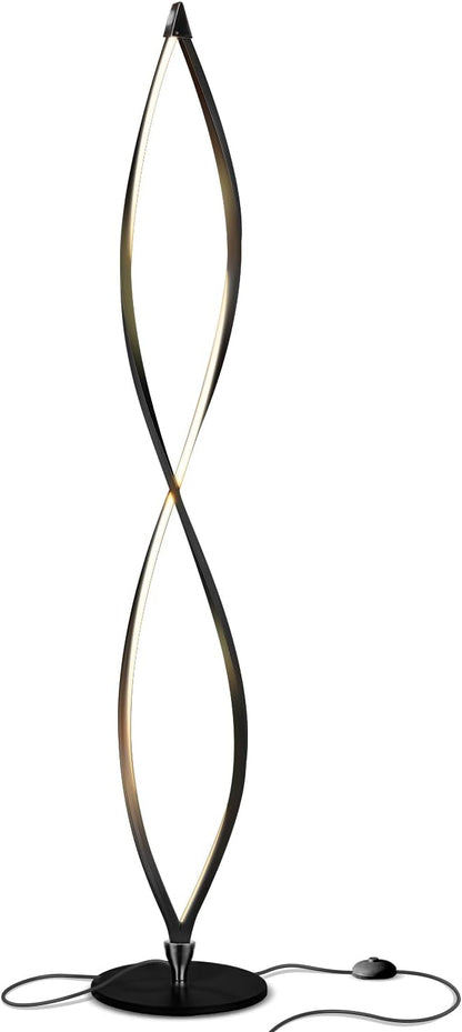 Brightech Twist Floor Lamp, Bright Tall Lamp for Offices, Modern LED Spiral Lamp for Living Rooms, Dimmable Standing Lamp with Sturdy Base for Bedroom Reading, Great Living Room Decor - Black