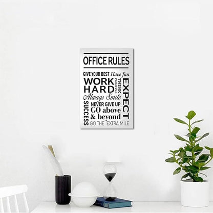 Yatsen Bridge Inspirational Wall Art - Office Rules Canvas Print Motivational Quote Wall Decor Positive Poster for Home Workplace Gym, Framed & Ready to Hang 12x16 in