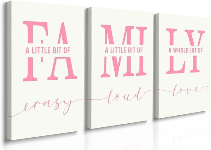 GUBIYU Home Wall Decor, Pink Love Framed Canvas Farmhouse Signs with Sayings 'A Whole Lot Of Love' Inspirational Wall Sign for Living Room, Bedroom, Kitchen, Dining Room 20" x 28"