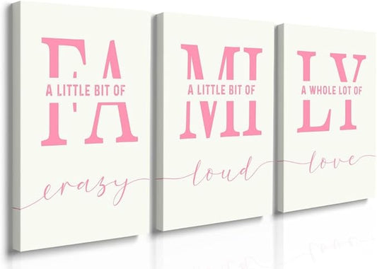GUBIYU Home Wall Decor, Pink Love Framed Canvas Farmhouse Signs with Sayings 'A Whole Lot Of Love' Inspirational Wall Sign for Living Room, Bedroom, Kitchen, Dining Room 20" x 28"