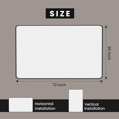 JISOSO Black Bathroom Mirror 72X36 Inch, Black Metal Framed Mirror for Wall, Rounded Rectangle Matte Bathroom Vanity Mirror with Tempered Glass, Anti-Rust, Horizontal/Vertical