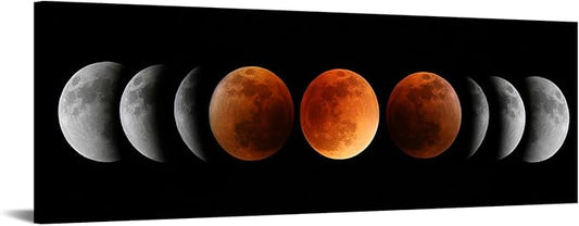 iKNOW FOTO Large Eclipse of the Moon Wall Decor Black and White Canvas Print Artworks Lunar Moon Wall Art Abstract Prints Poster for Office Dorm Living Room Bedroom Home Decoration 16x48 Inches