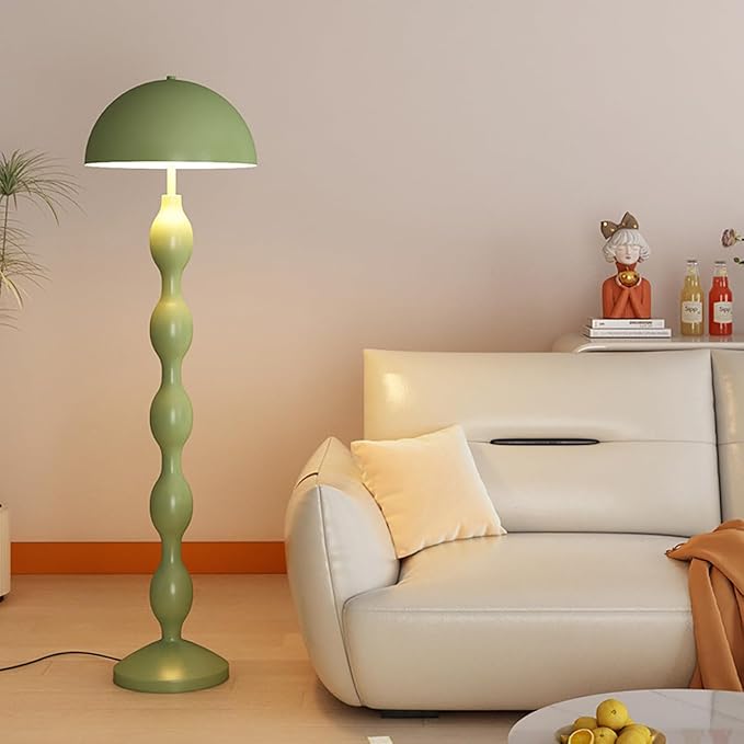 Green Mushroom Floor Lamp with Dome Lampshade,Dimmable Standing Lamp with Footswitch,Modern Style Reading Lamp for Living Room Bedroom and Office