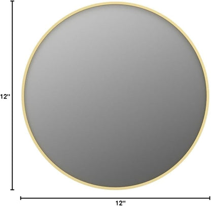 Itrue 12 Inch Small Round Wall Mirror, Gold Metal Frame Decorative Circle Mirror with Wall Mount Hook for Bathroom Bedroom Entryway – Accent Mirror, Not Full Size