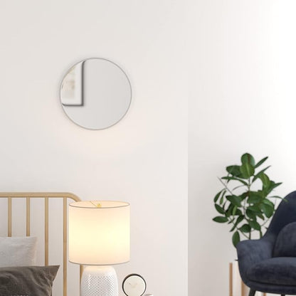 HBCY Creations Small Round Mirror, Silver 16 inch Wall Mirror for Entryway, Bathroom, Living Room and More, Modern Minimalist Mirror for Both Rustic and Boho Design and Decor