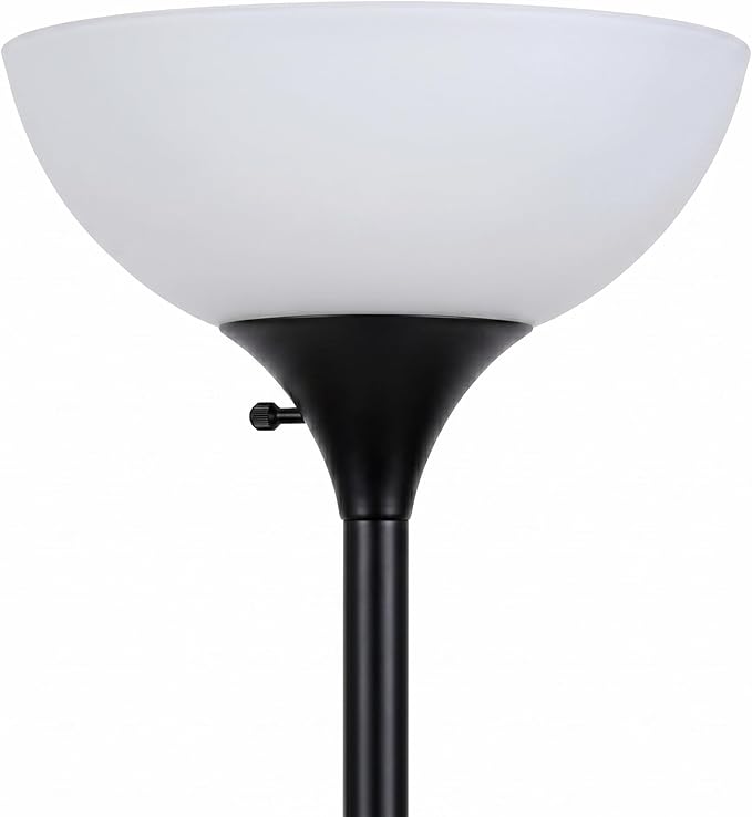 Brightech Sky Dome Dimmable LED Floor Lamp, Torchiere Floor Lamp for Living Room, Bedroom, & Office – Tall Torch Standing Lamp for Reading, Modern Home Decor – Jet Black