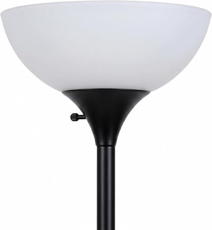 Brightech Sky Dome Dimmable LED Floor Lamp, Torchiere Floor Lamp for Living Room, Bedroom, & Office – Tall Torch Standing Lamp for Reading, Modern Home Decor – Jet Black