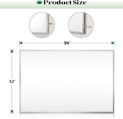 48"x32" Frameless Beveled Bathroom Wall Mirror, Frameless Bathroom Wall Mirror Over Sink, Large Vanity Mirrors for Entryway, Bedroom, Living Room, Hangs Horizontally or Vertically