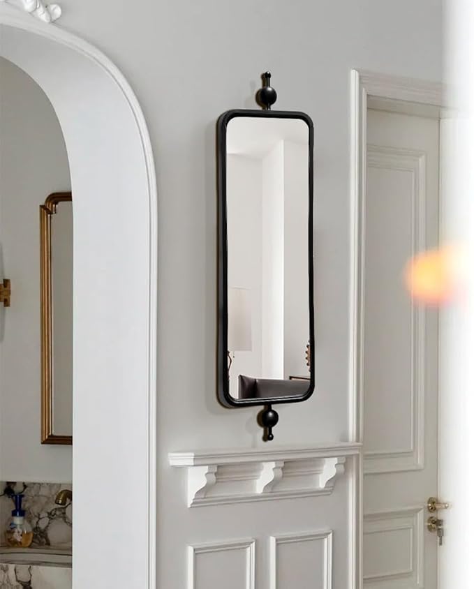 Black Long Mirror for Skinny Entryway Living Room badroom,Full Lenth Thin Retangle Mirror with Round Corner 9" X 36‘