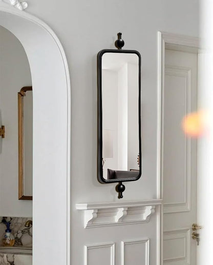 Black Long Mirror for Skinny Entryway Living Room badroom,Full Lenth Thin Retangle Mirror with Round Corner 9" X 36‘