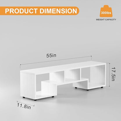 Lightdot TV Stand for TVs up to 55'', Modern Entertainment Center with Open Storage Shelf Large capacity for collection, Media Table TV Console for Living Room/Bedroom/Sofa Cabinet,Easy Assembly-White