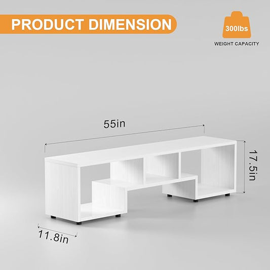 Lightdot TV Stand for TVs up to 55'', Modern Entertainment Center with Open Storage Shelf Large capacity for collection, Media Table TV Console for Living Room/Bedroom/Sofa Cabinet,Easy Assembly-White