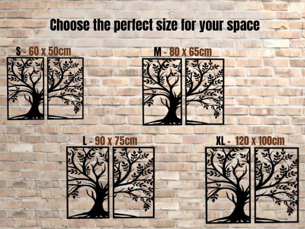 VAILLA Tree of Life Wood Wall Art Decor Set of 2 Wall Hanging Sculpture Modern Wall Home Decoration 3D Textured Sculptures for Living Room Bedroom Office Dinnig Room 2 Panels Family Tree Wall Hangings