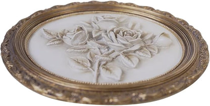 S-MANTIS Vintage Wall Sculpture,Antique Pediment,Hallway Wall Art,Hand Painted Flower Wall Decoration Accent Artworks for Indoor Kitchen Bedroom Living Room Office Outdoor Garden Patio (Bronze & White)