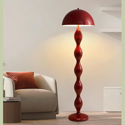 Red Mushroom Floor Lamp with Metal Lampshade,Adjustable 3-Color Temperature Reading Lamp,Nordic Style Standing Lamp for Nursery Bedroom and Living Room