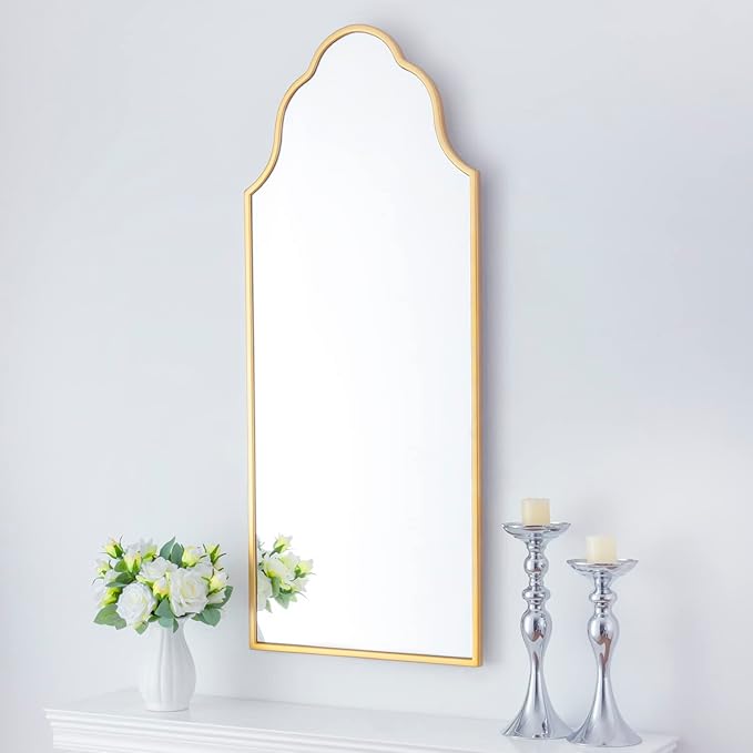 Chende Arch Mirror for Wall Decor, Large Gold Wall Mirror for Entryway, 47" X20'' Modern Elegant Mirror for Bathroom, Bedroom, Living Room