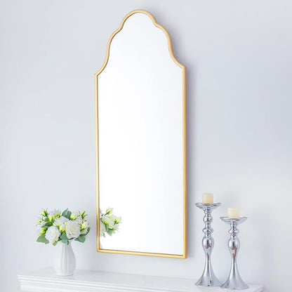 Chende Arch Mirror for Wall Decor, Large Gold Wall Mirror for Entryway, 47" X20'' Modern Elegant Mirror for Bathroom, Bedroom, Living Room