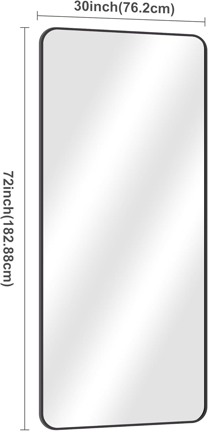 DESBING 72" x 30"Bathroom Mirror, Matte Black Wall Mirror with Metal Frame, Decorative Rectangular Vanity Mirror for Bedroom Bathroom Living Room Entryway (Horizontal/Vertical)